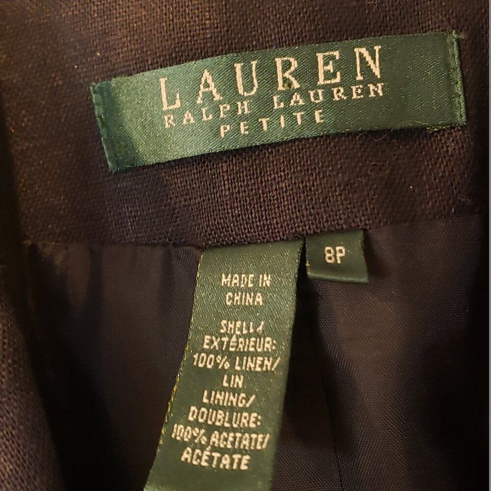 Lauren Ralph Lauren 100% Linen Navy Blue button Blazer Womens size 8 Petite - Picture 4 of 4